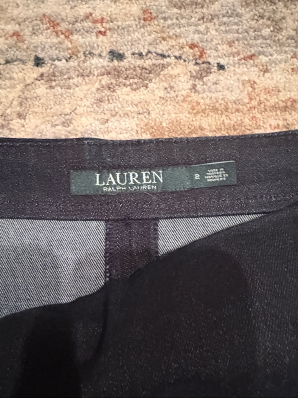 Lauren Ralph Lauren Navy Denim Lace-Up Pencil Skirt Size 2 - Picture 4 of 7
